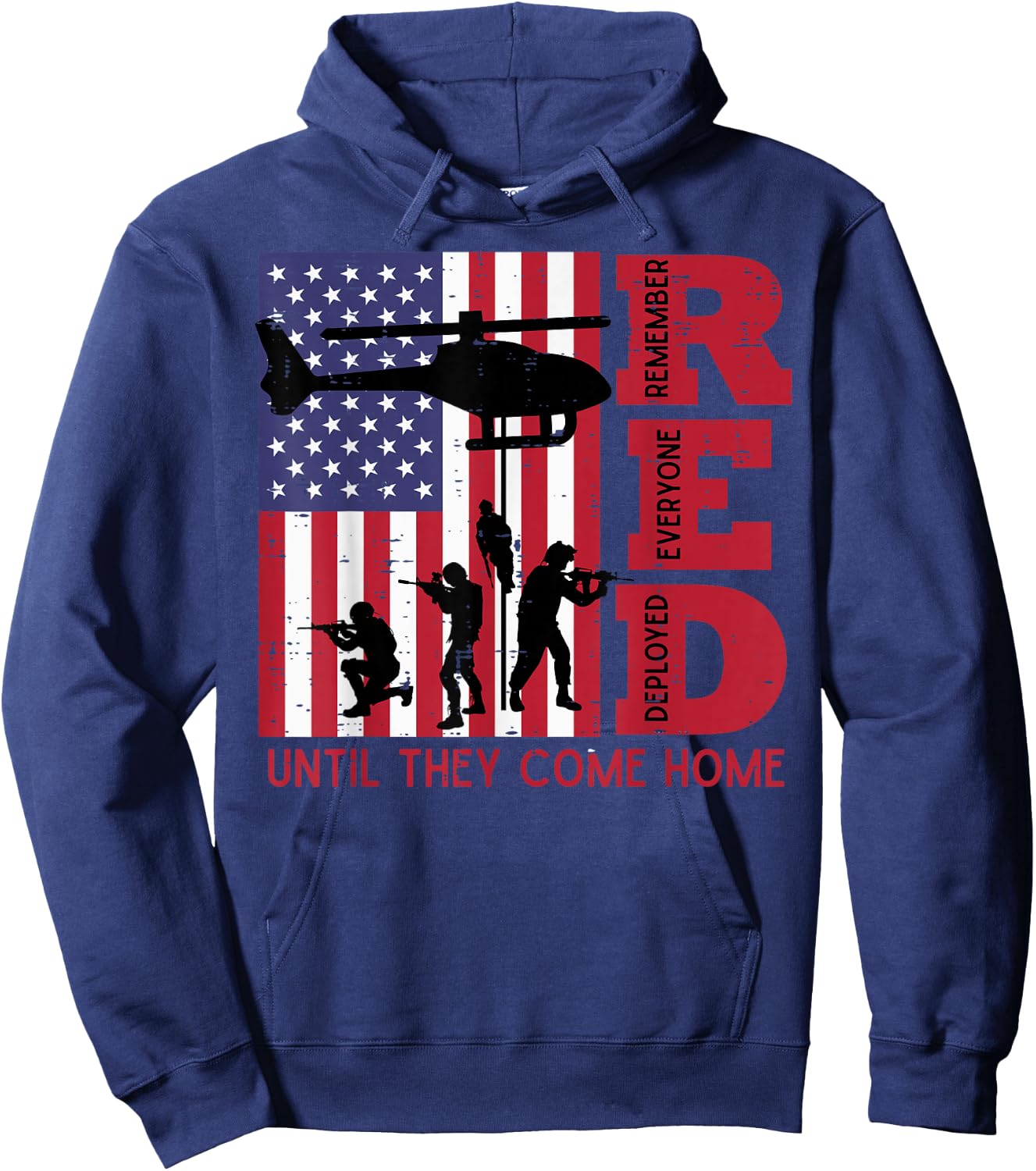 RED Remember Everyone Deployed Flag Helicopter Memorial Day Hoodie - Hoodie | Navy