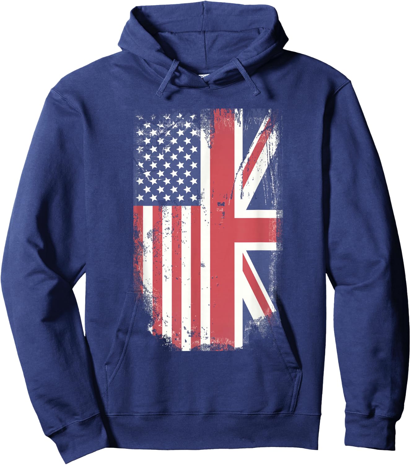 American Flag & British Flag USA UK Stars Stripes Union Jack Hoodie - Hoodie | Navy