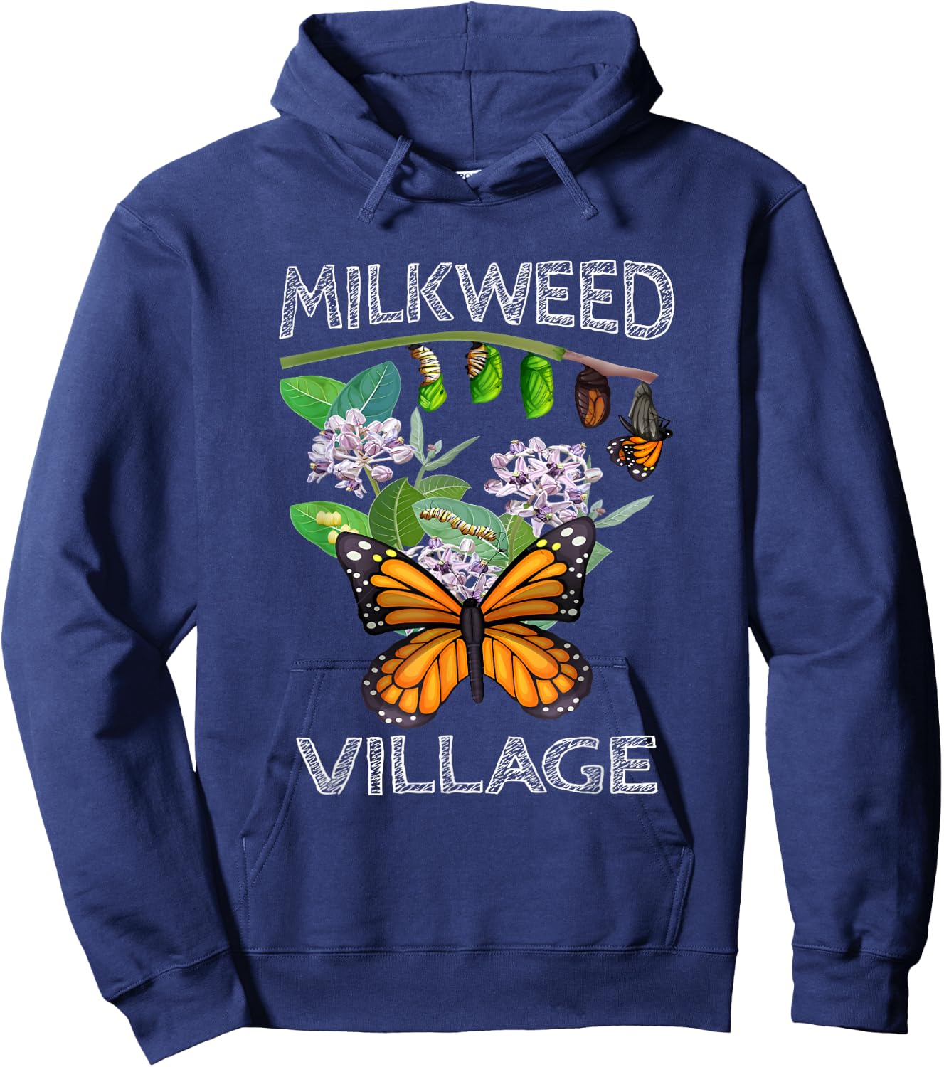 Milkweed Village Monarch Butterfly Metamorphosis Hoodie - Hoodie | Navy