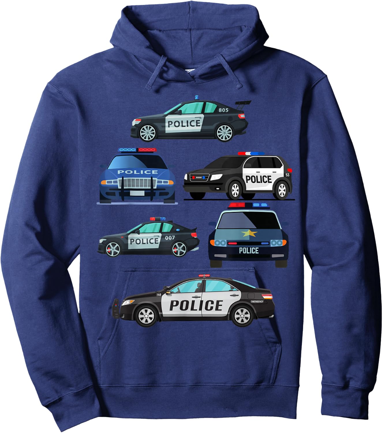 Police Vehicles for Kids Men Women Cop Cars Boys Toddler Hoodie - Hoodie | Navy