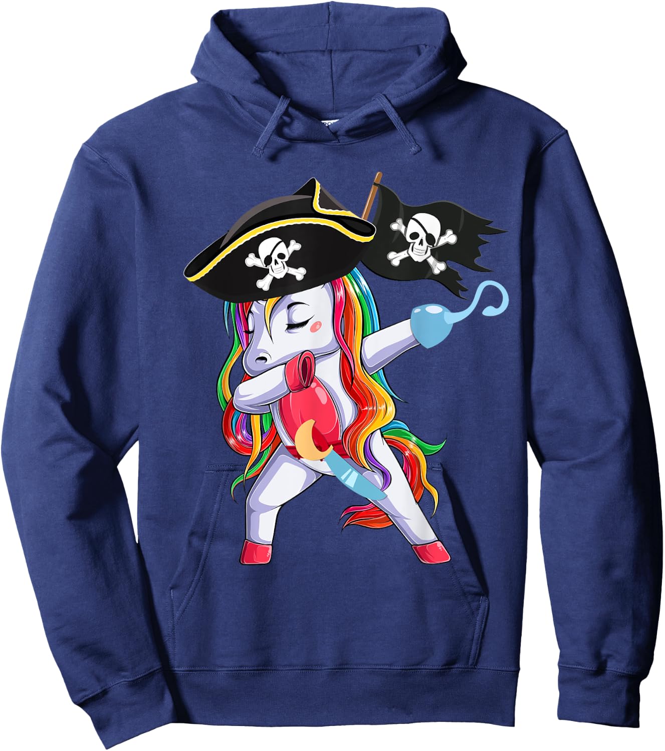 Halloween Dabbing Cute Pirate Unicorn Apparel Kids Girls Hoodie - Hoodie | Navy