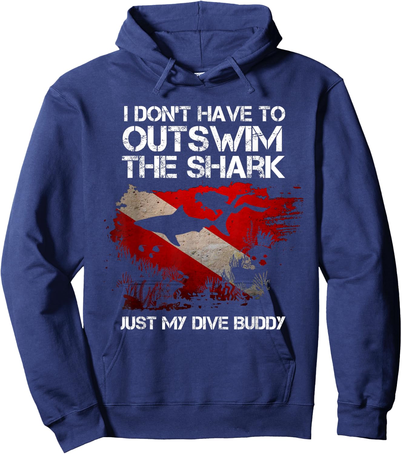 Outswim Sharks Dive Buddy Spearfishing Funny Scuba Diving Hoodie - Hoodie | Navy