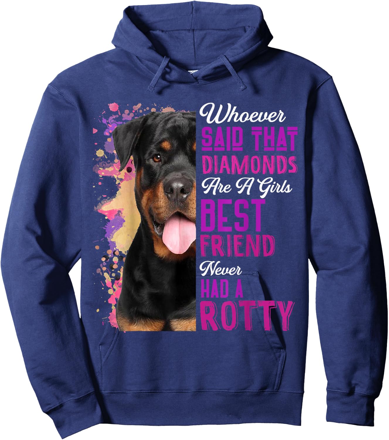 Rottweilers Are A Girls Best Friend Dog Mama Rotty Lover Mom Hoodie - Hoodie | Navy