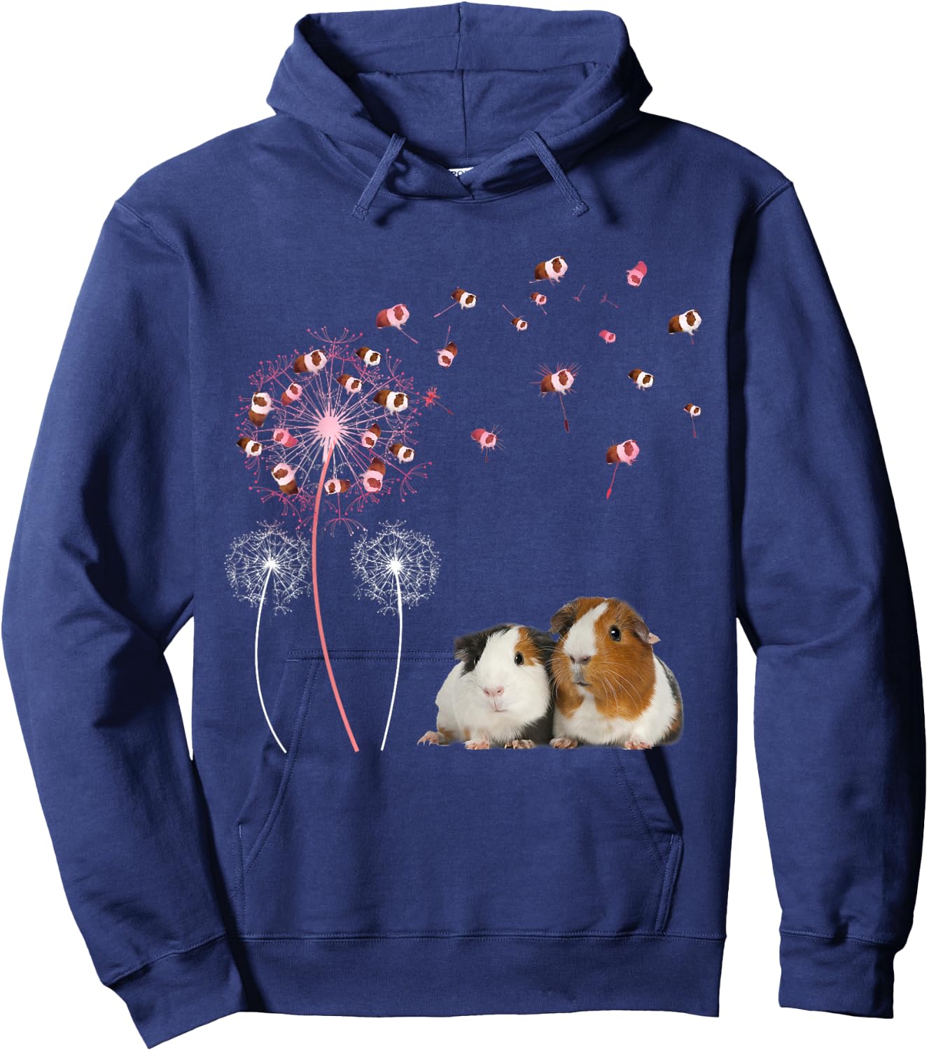 Dandelion Guinea Pig Cute Guinea Pig Floral Dandelion Spread Hoodie - Hoodie | Navy