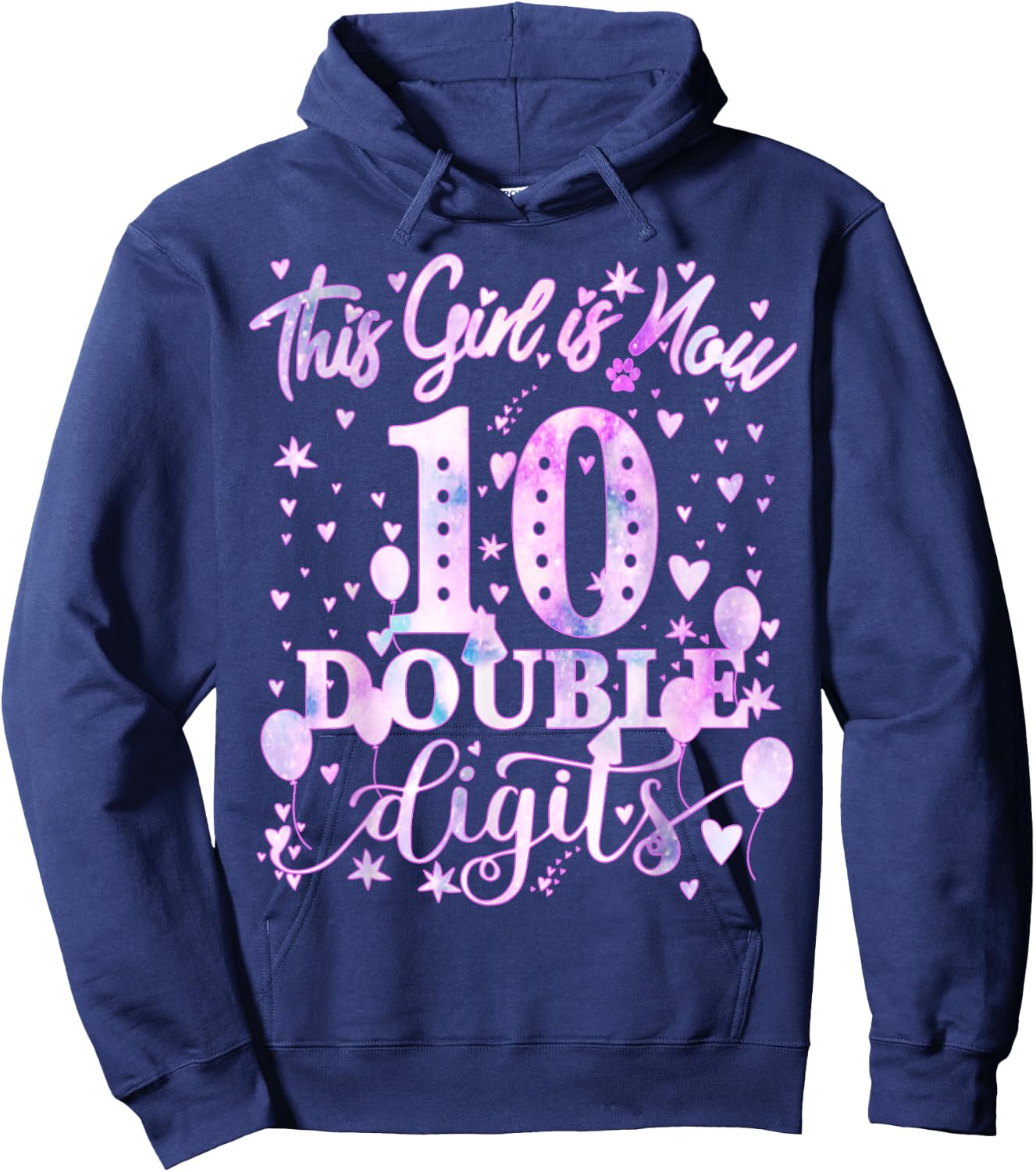 10th Birthday Gift This Girl Is Now 10 Double Digits Tie Dye Hoodie - Hoodie | Navy