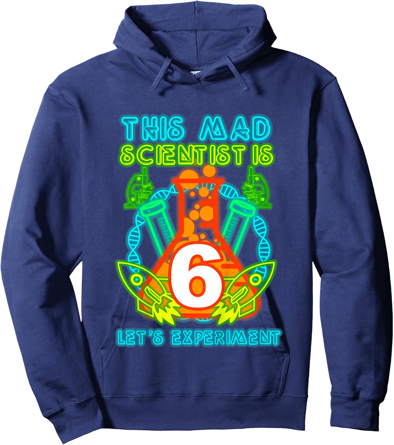 This Mad Scientist is 6 Science Theme Party Boy Birthday Hoodie - Hoodie | Navy