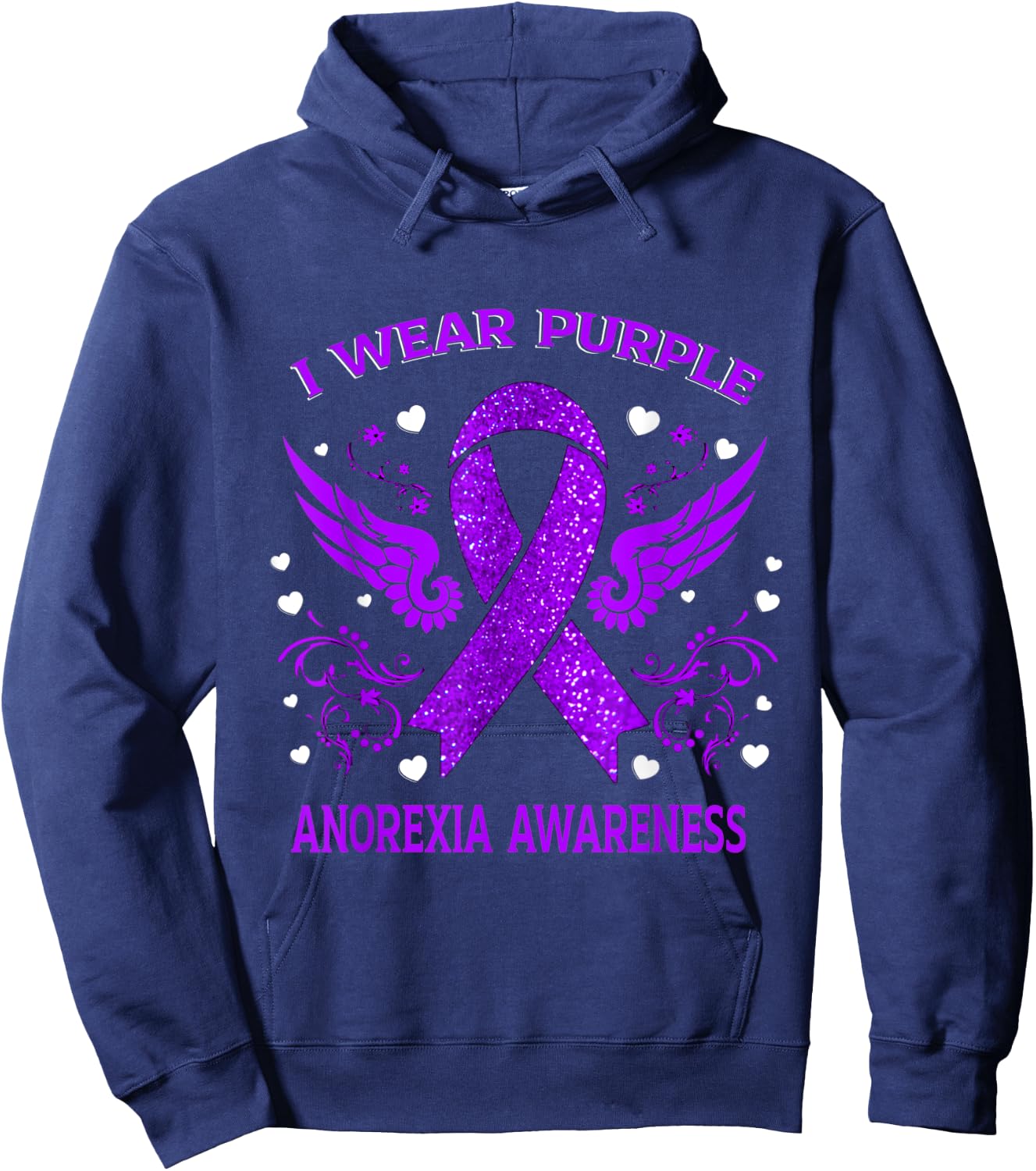 I Wear For Anorexia Awareness Hoodie - Hoodie | Navy