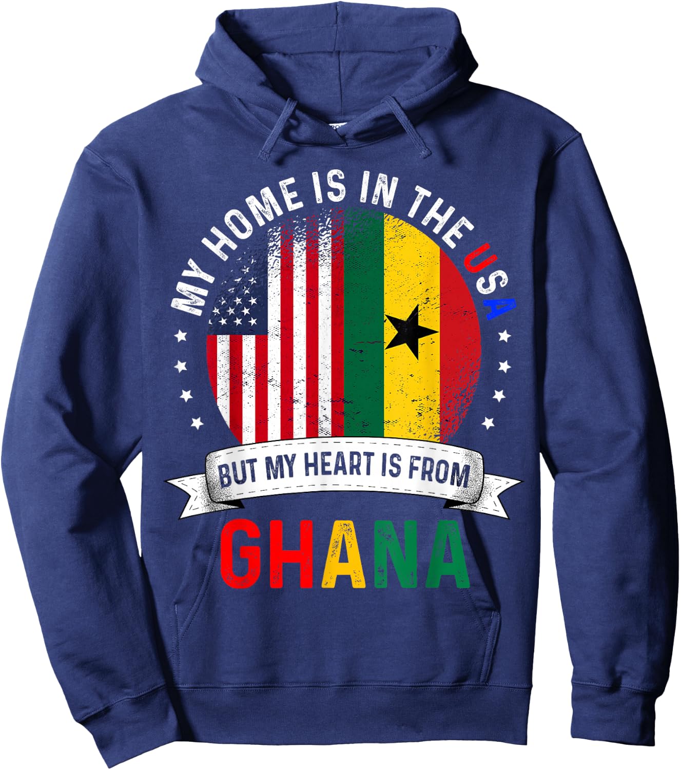 Ghanaian American Patriot Heart is from Ghana Flag Hoodie - Hoodie | Navy