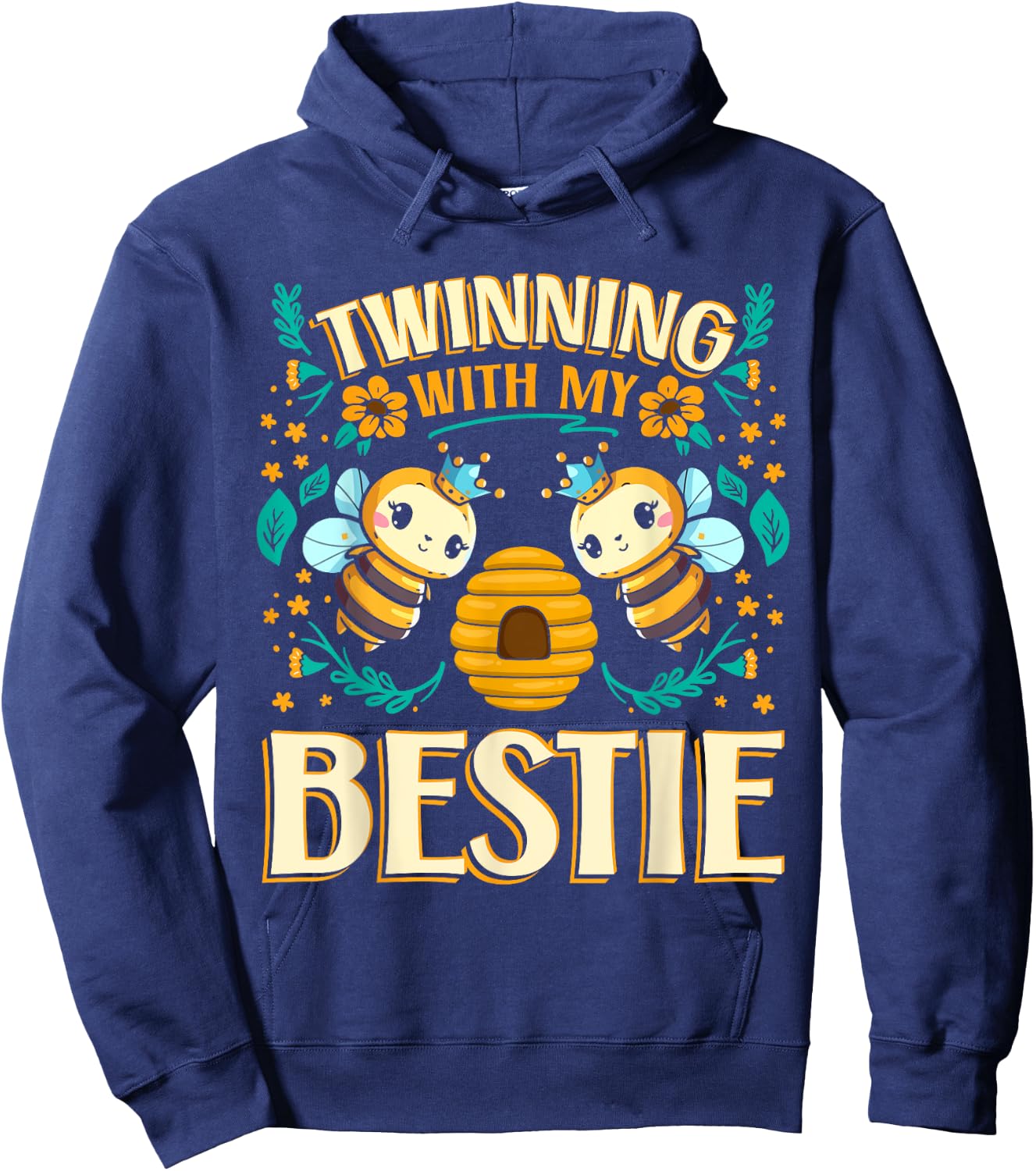 Twinning Bestie | Friendship | Spirit Week | Twins Day | Bee Hoodie - Hoodie | Navy