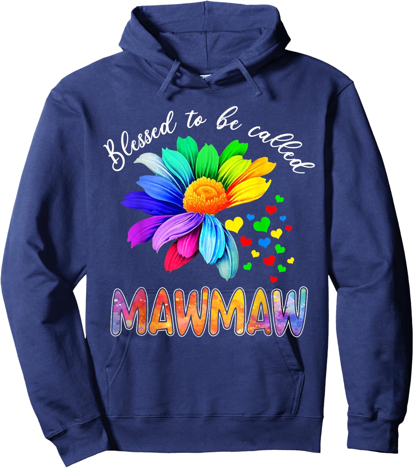 Blessed To Be Called Mawmaw Shirt Sunflower Rainbow Lovers Hoodie - Hoodie | Navy