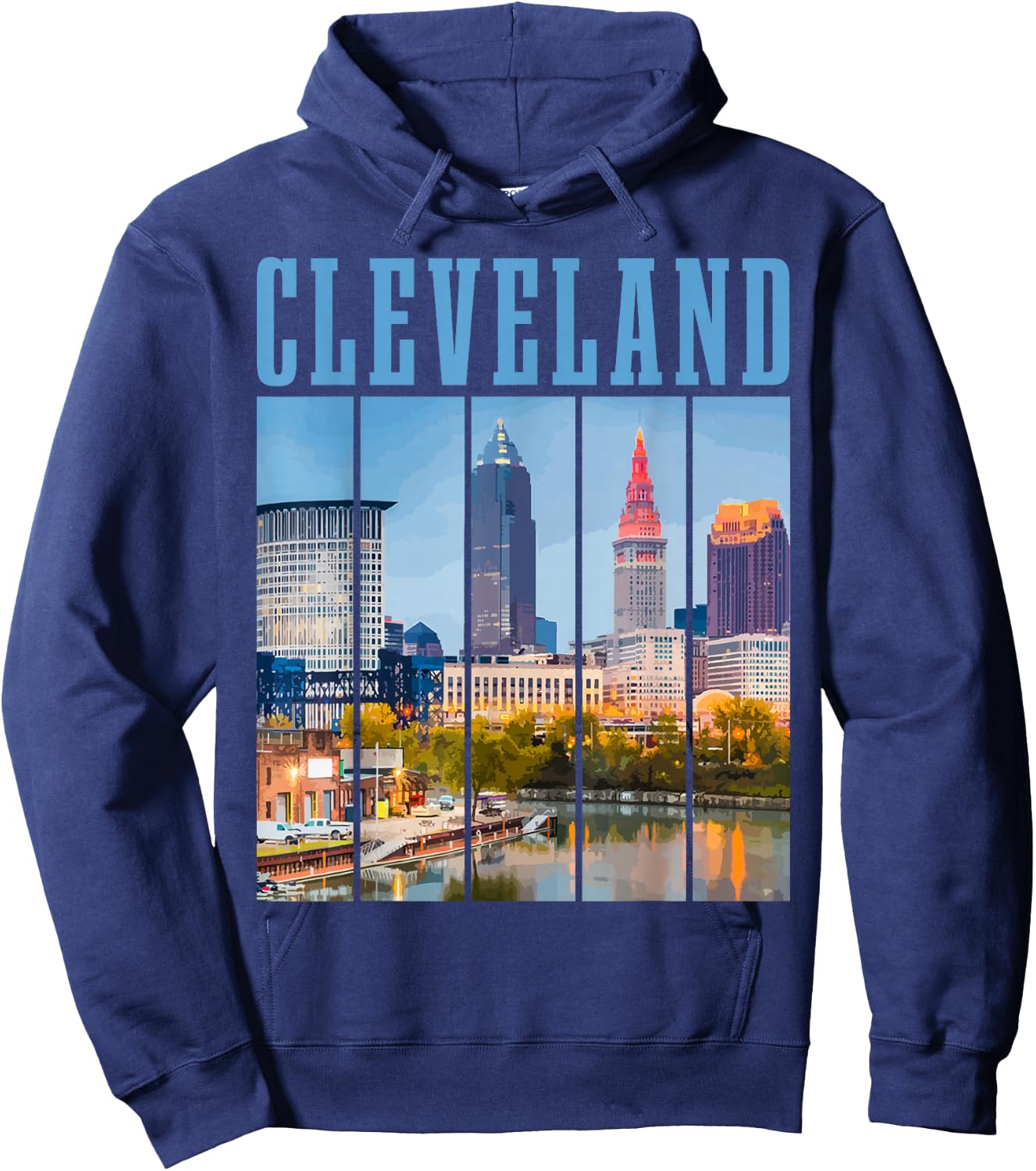 Cleveland Skyline 216 Ohio Vintage Pride Hoodie - Hoodie | Navy