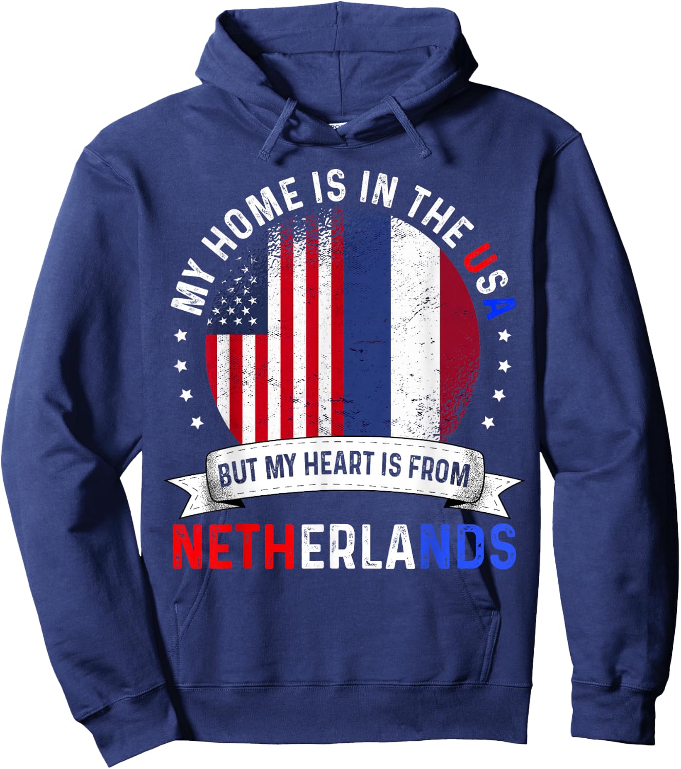Dutch American Patriot Heart is from Netherlands Flag Hoodie - Hoodie | Navy