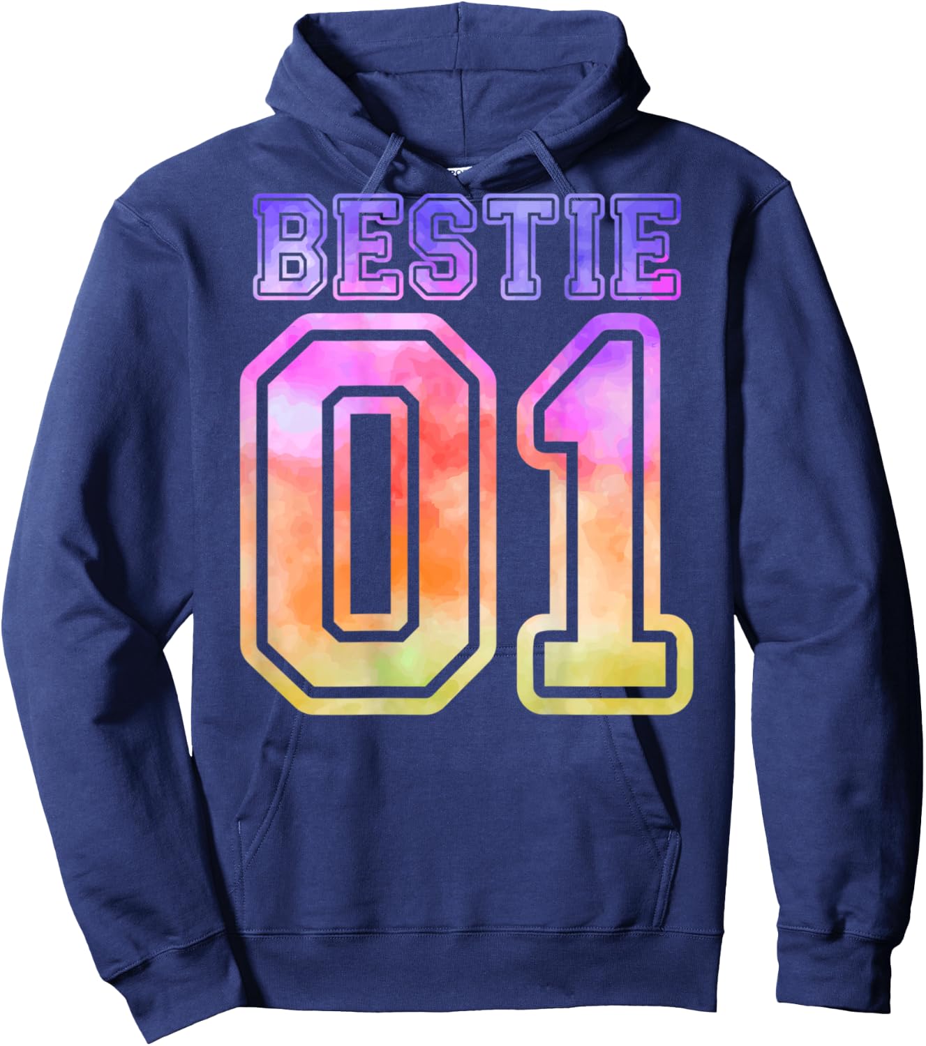 BFF 01 Best Friend Bestie Matching Tie Dye for 2 (On Back) Hoodie - Hoodie | Navy