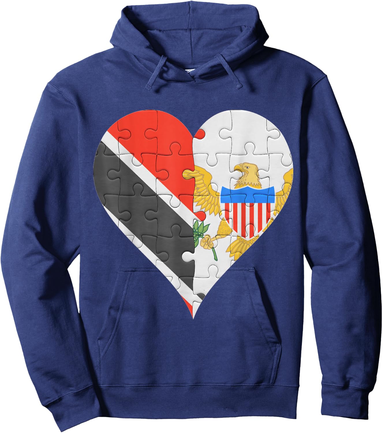 Trinidadian And Tobagoan Virgin Islander Flag Heart Hoodie - Hoodie | Navy