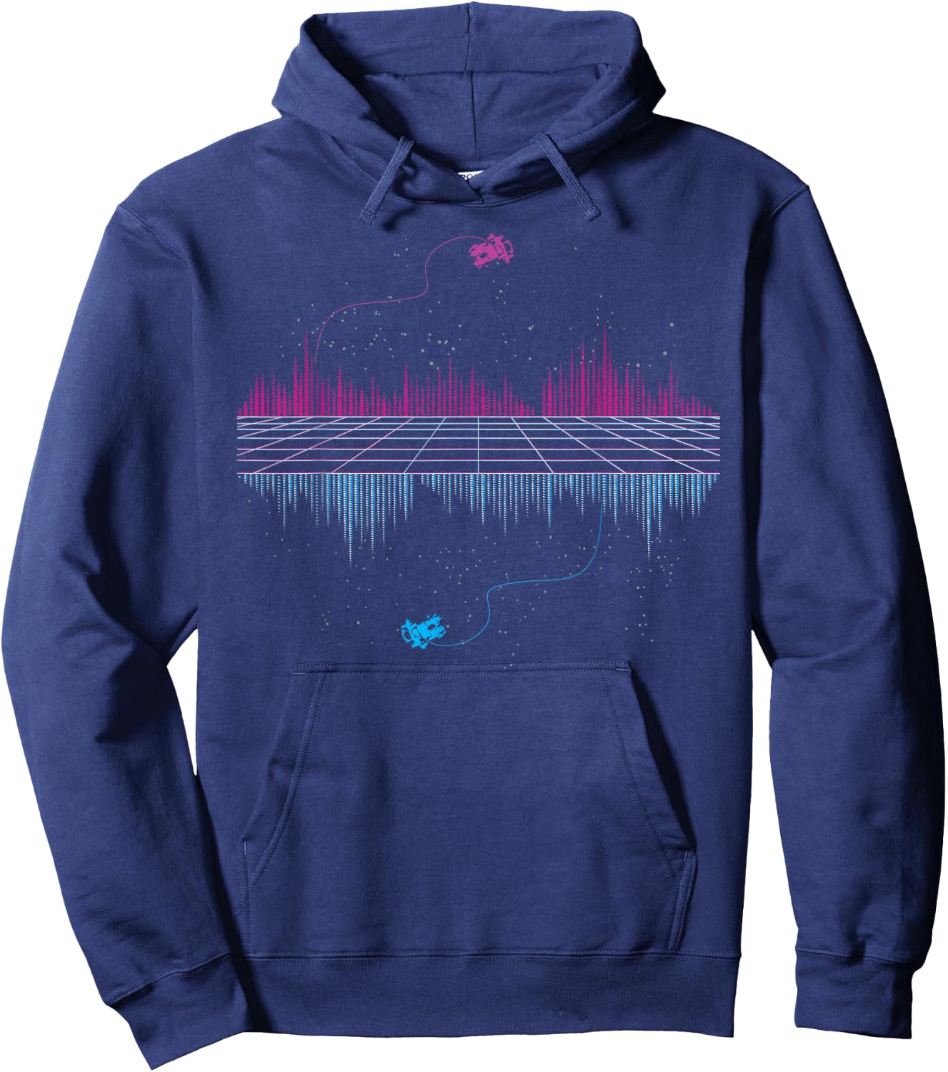 Outrun Synthwave Soundwave Vaporwave aesthetic Hoodie - Hoodie | Navy