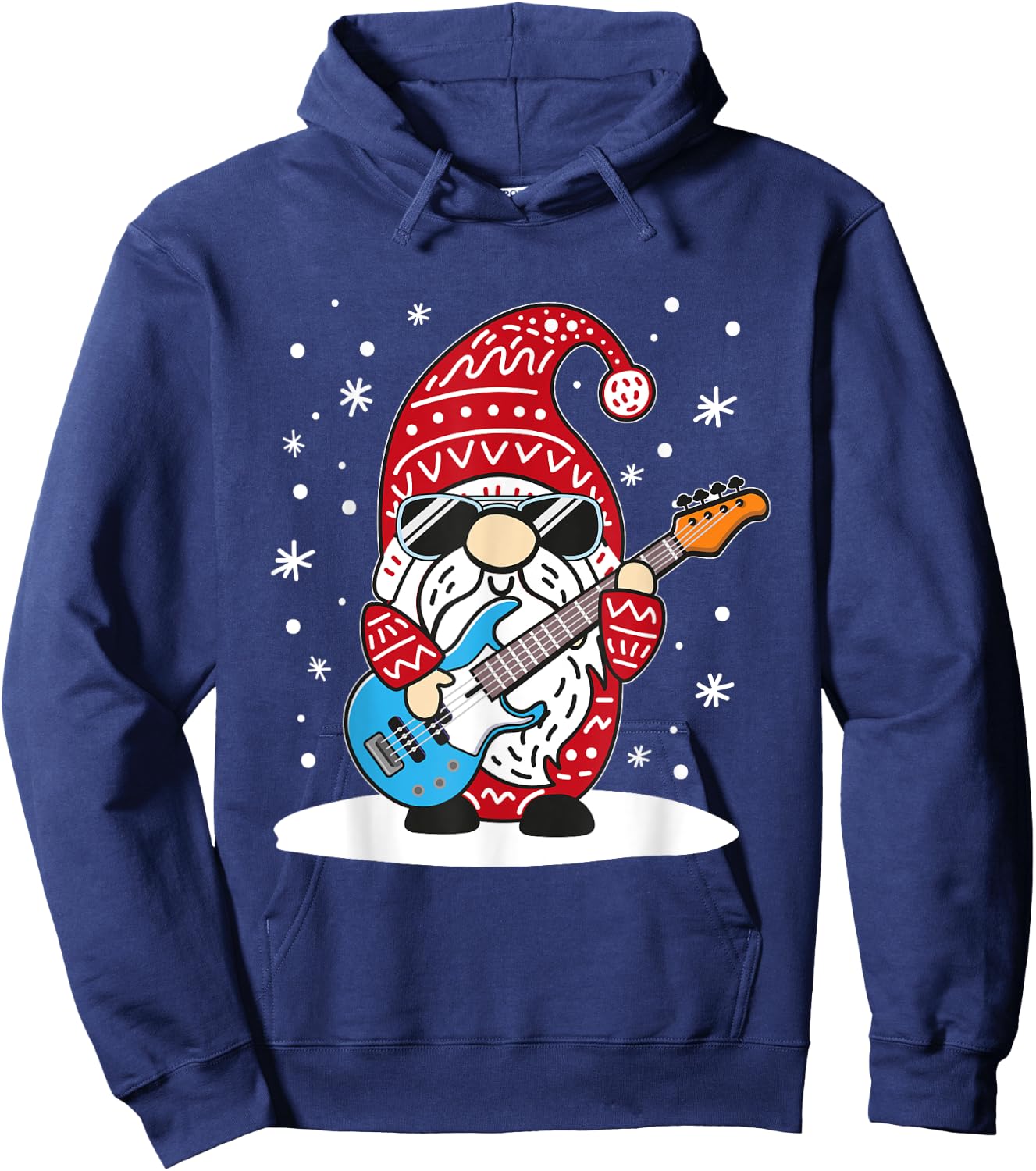 Christmas Bass Guitar Gnome Bass Player Music Lover Musician Hoodie - Hoodie | Navy