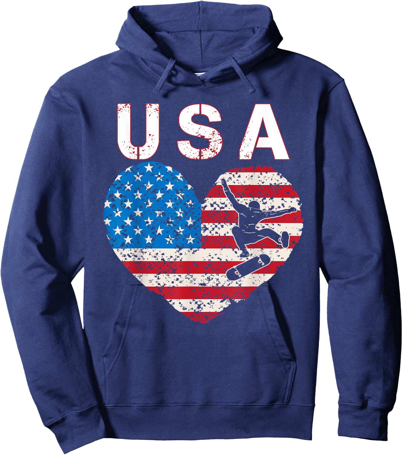 USA Skateboarding team American flag US skater men women Hoodie - Hoodie | Navy