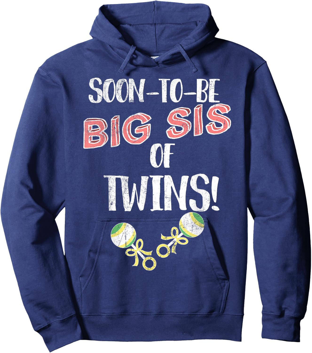 Soon To Be Big Sis of Twins! - Sister Announcement Shirt Hoodie - Hoodie | Navy