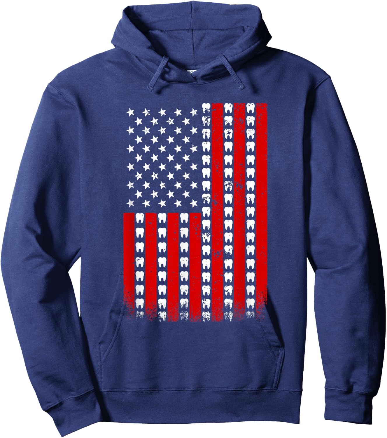 Dentist American Flag Tooth 4th Of July Dental Assistant Hoodie - Hoodie | Navy