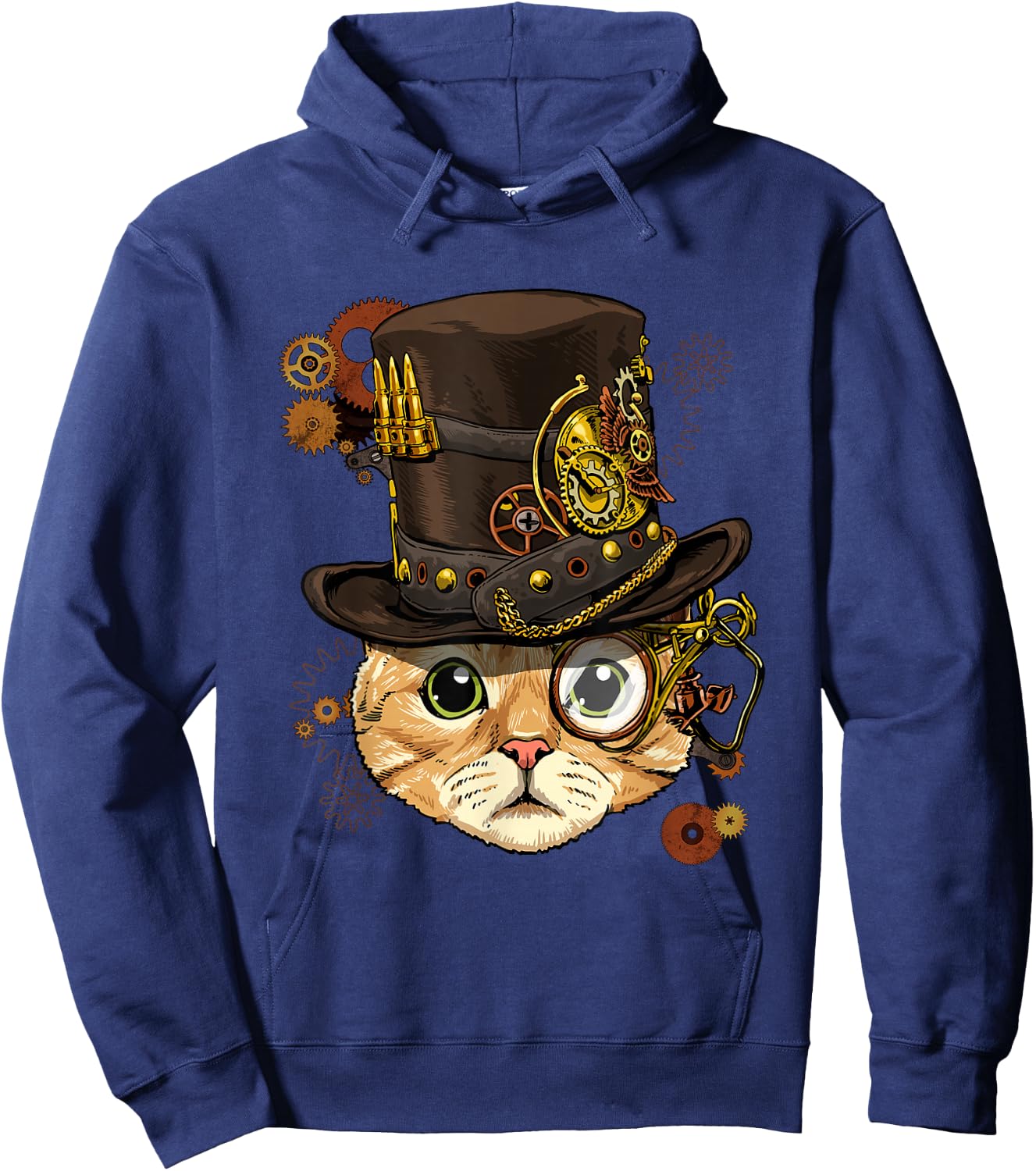 Steampunk Cat Shirt Mechanical Steampunk Gears Cat Lover Hoodie - Hoodie | Navy