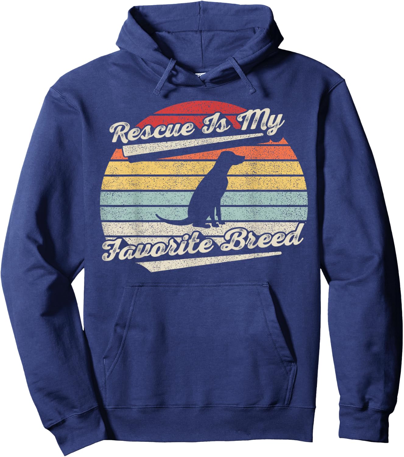 Vintage Retro Rescue Dog Rescue Is My Favorite Breed Hoodie - Hoodie | Navy