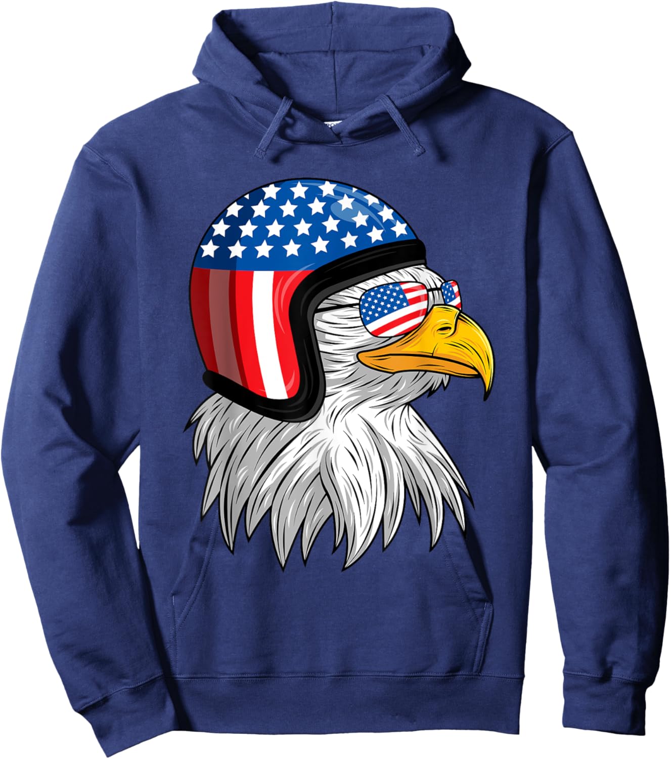 Funny Eagle Mullet Helmet USA 4th Of July American Flag Gift Hoodie - Hoodie | Navy