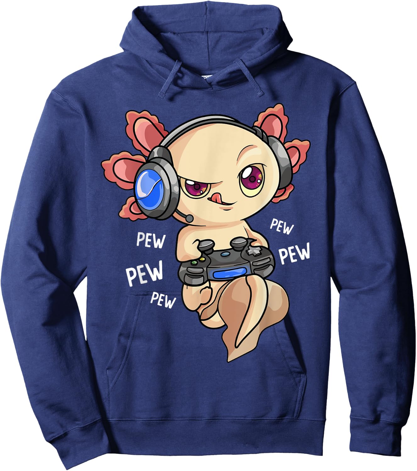 Gaming Axolotl Shirt Kids Boys Gamers - Kawaii Video Game Hoodie - Hoodie | Navy
