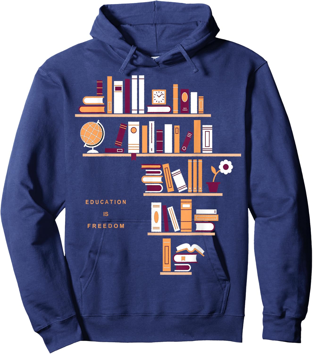 Africa Education Is Freedom Library Book Hoodie - Hoodie | Navy