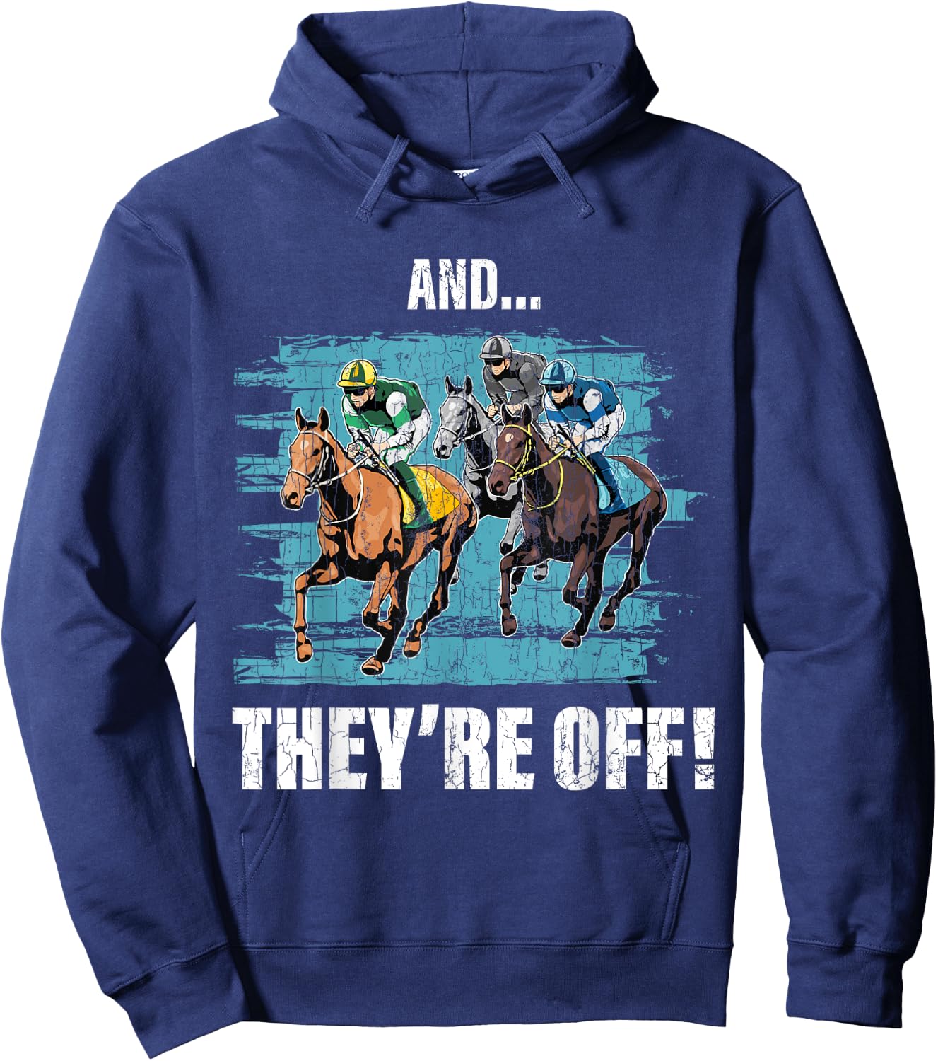 And They're Off Funny Barrel Racer Horse Racing Graphic Hoodie - Hoodie | Navy