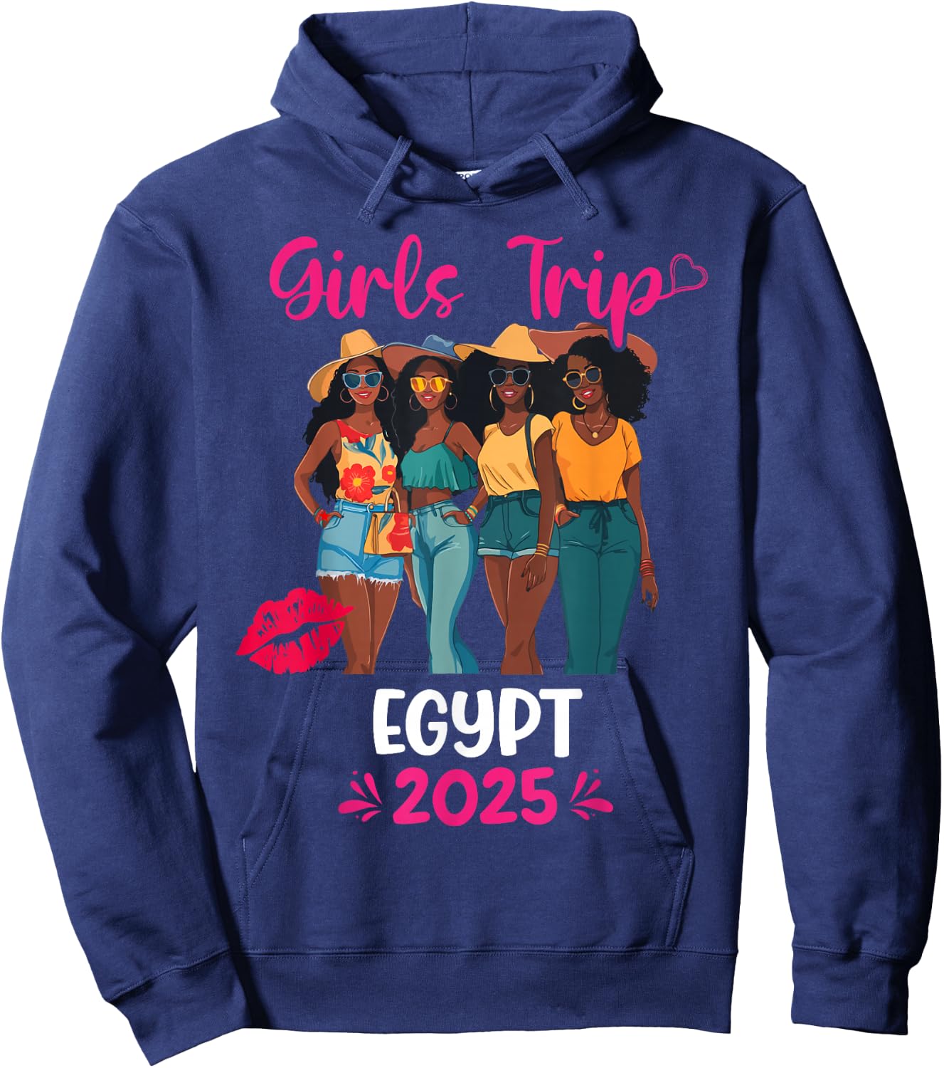 Black Girls Trip Egypt 2025 Vacation Matching Hoodie - Hoodie | Navy