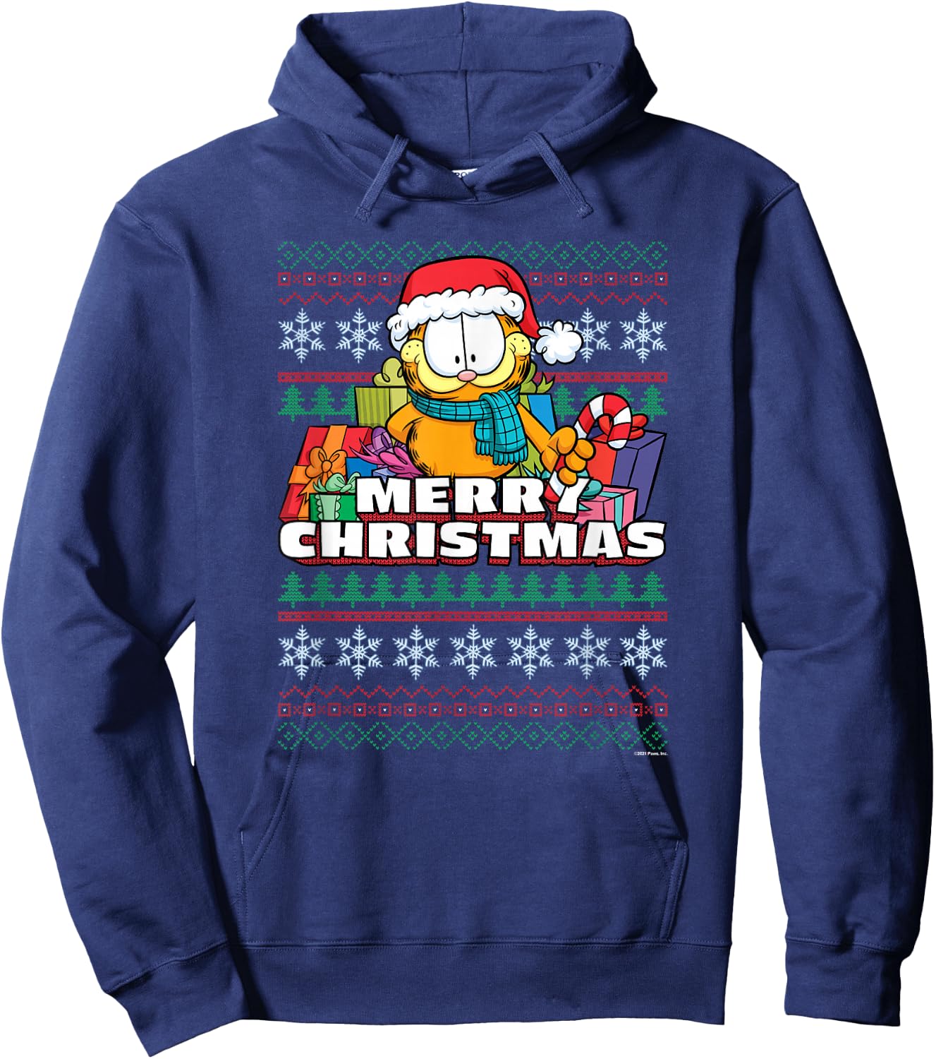 Garfield Christmas Santa Garfield Ugly Sweater Hoodie - Hoodie | Navy