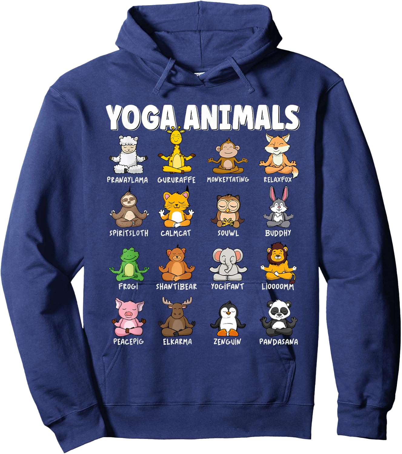 Funny Cute Animals in different Yoga Positions | Yoga Animal Hoodie - Hoodie | Navy