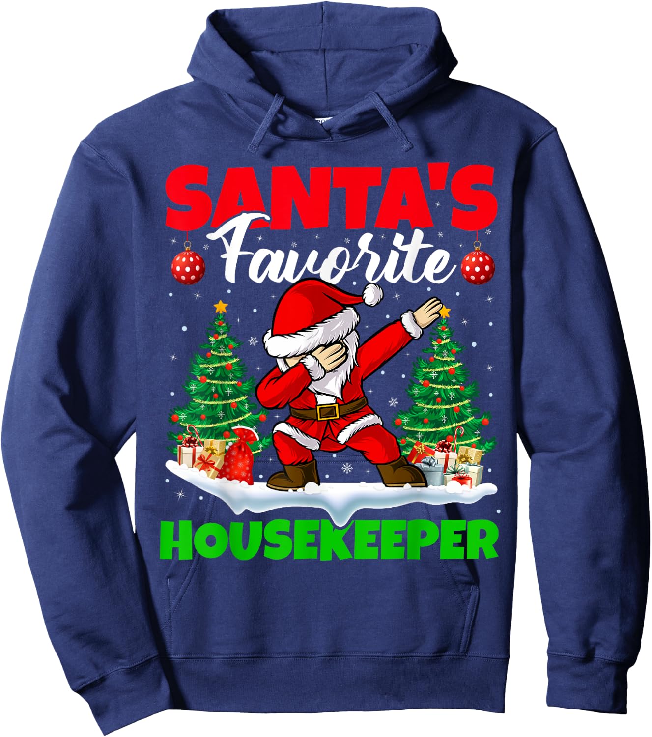 Xmas Dabbing Santa's Favorite Housekeeper Christmas Hoodie - Hoodie | Navy