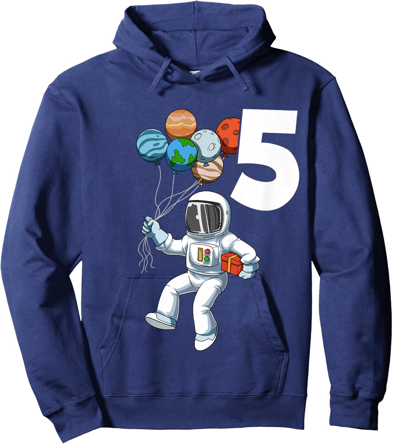 Astronaut Birthday Outfit 5 Outer Space 5th Birthday Party Hoodie - Hoodie | Navy