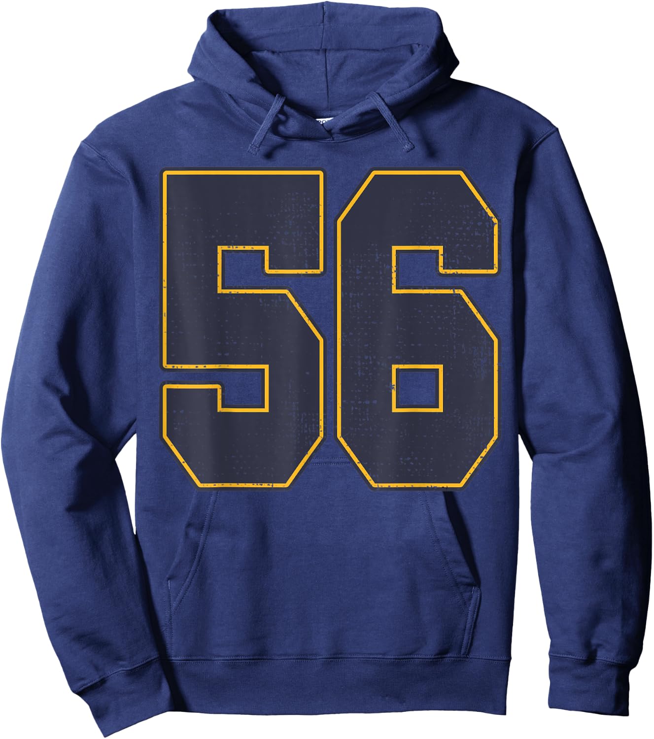 #56 Outline Number 56 Fan Varsity Sports Team Red Jersey Hoodie - Hoodie | Navy