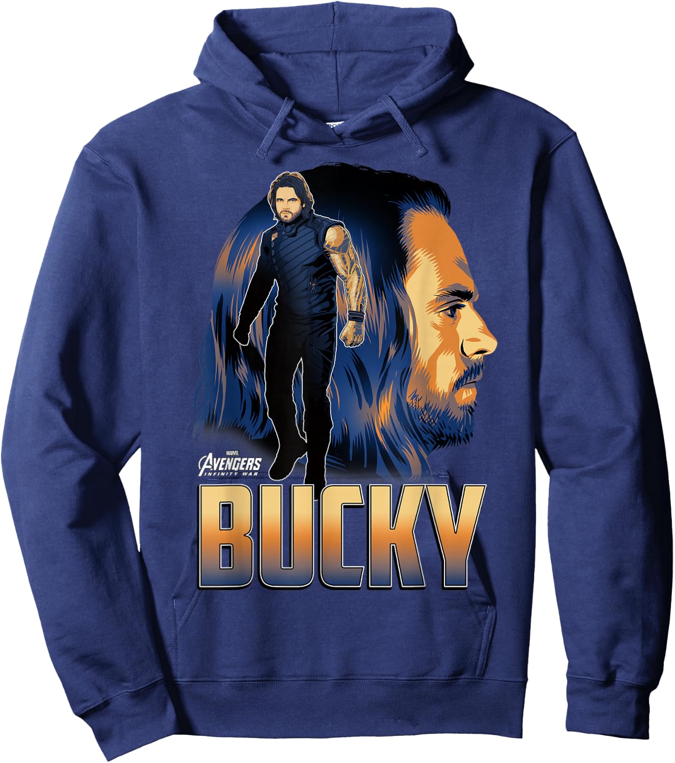 Marvel Infinity War Bucky Big Head Profile Graphic Hoodie - Hoodie | Navy