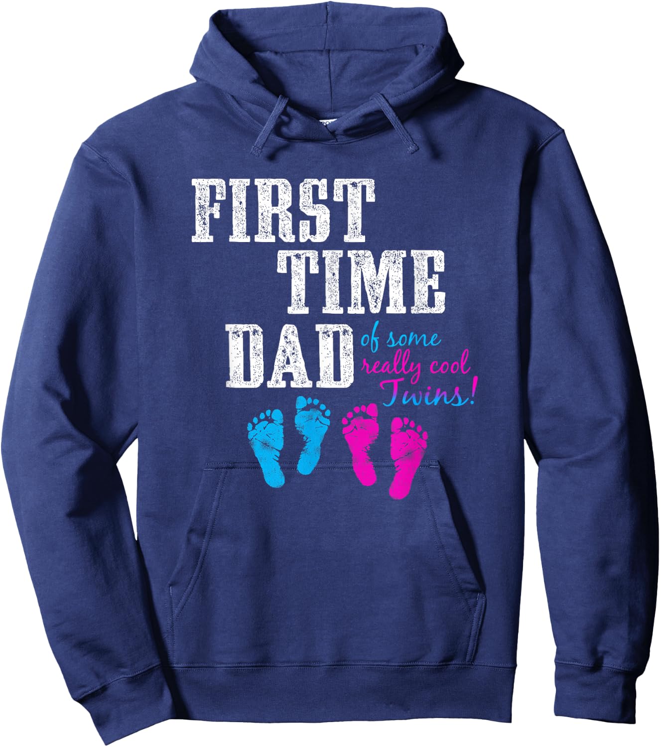 First Time Dad, Daddy of BG Twins, Father's Day Gift Shirt Hoodie - Hoodie | Navy