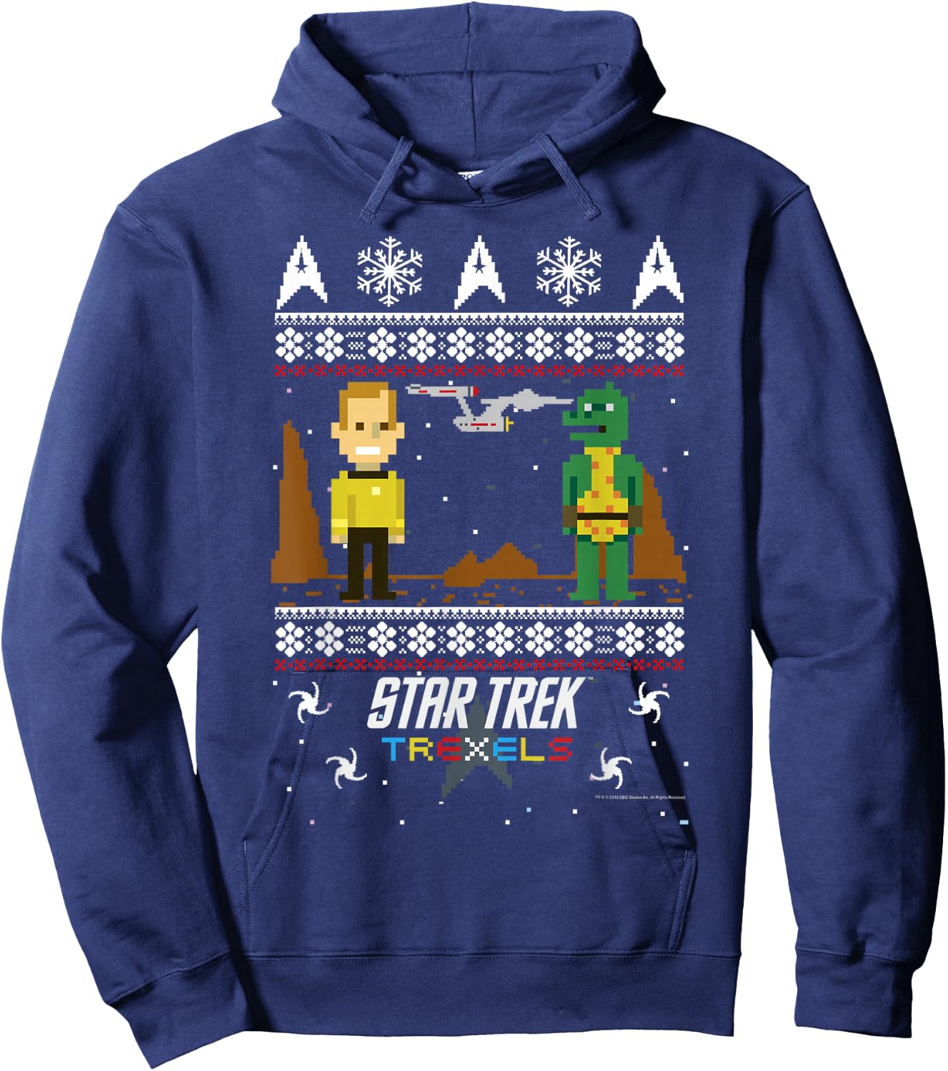 Star Trek Trexels Ugly Christmas Sweater Graphic Hoodie - Hoodie | Navy