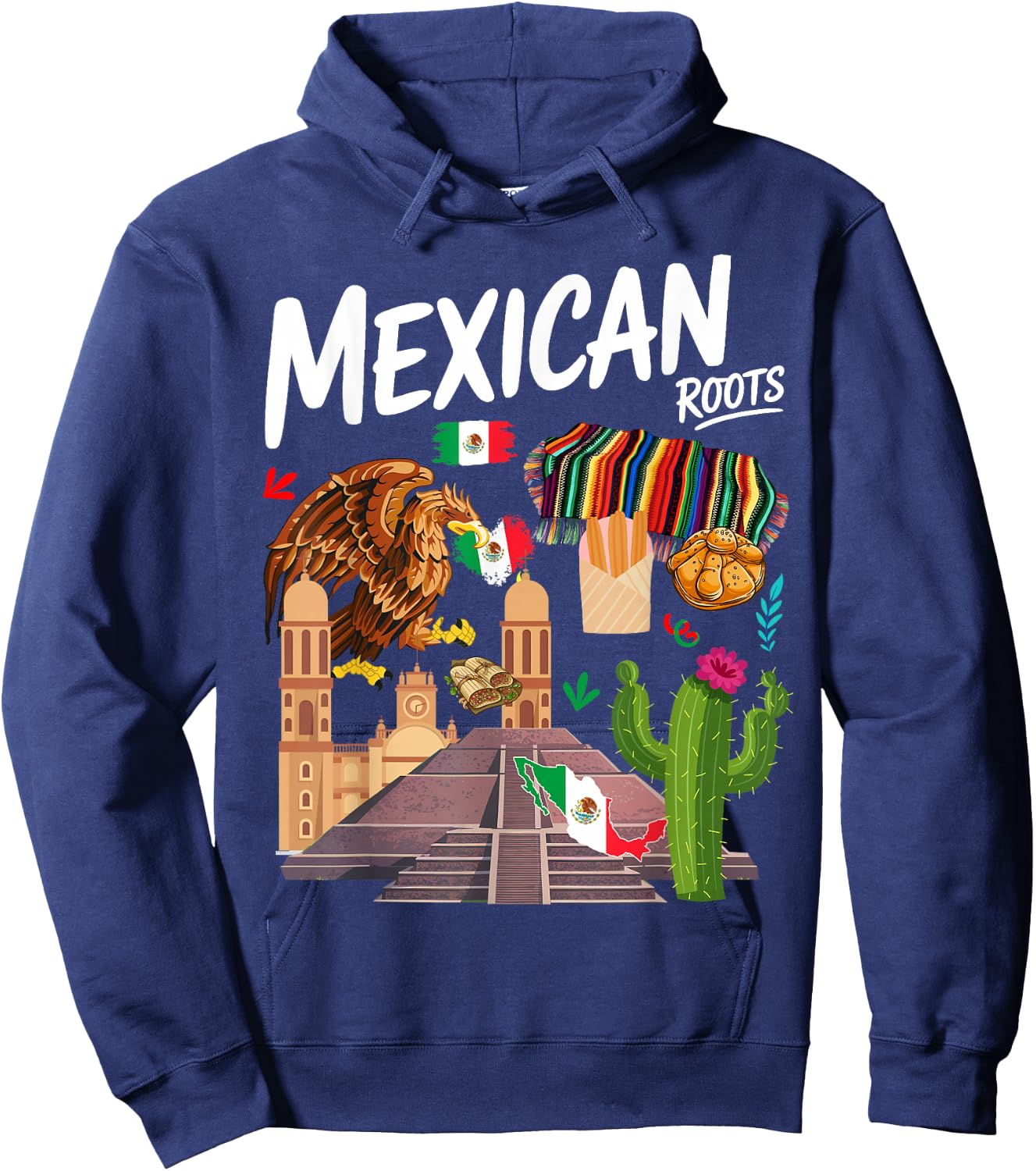 Mexican Heritage Themed Outfit Idea & Mexico Flag Hoodie - Hoodie | Navy