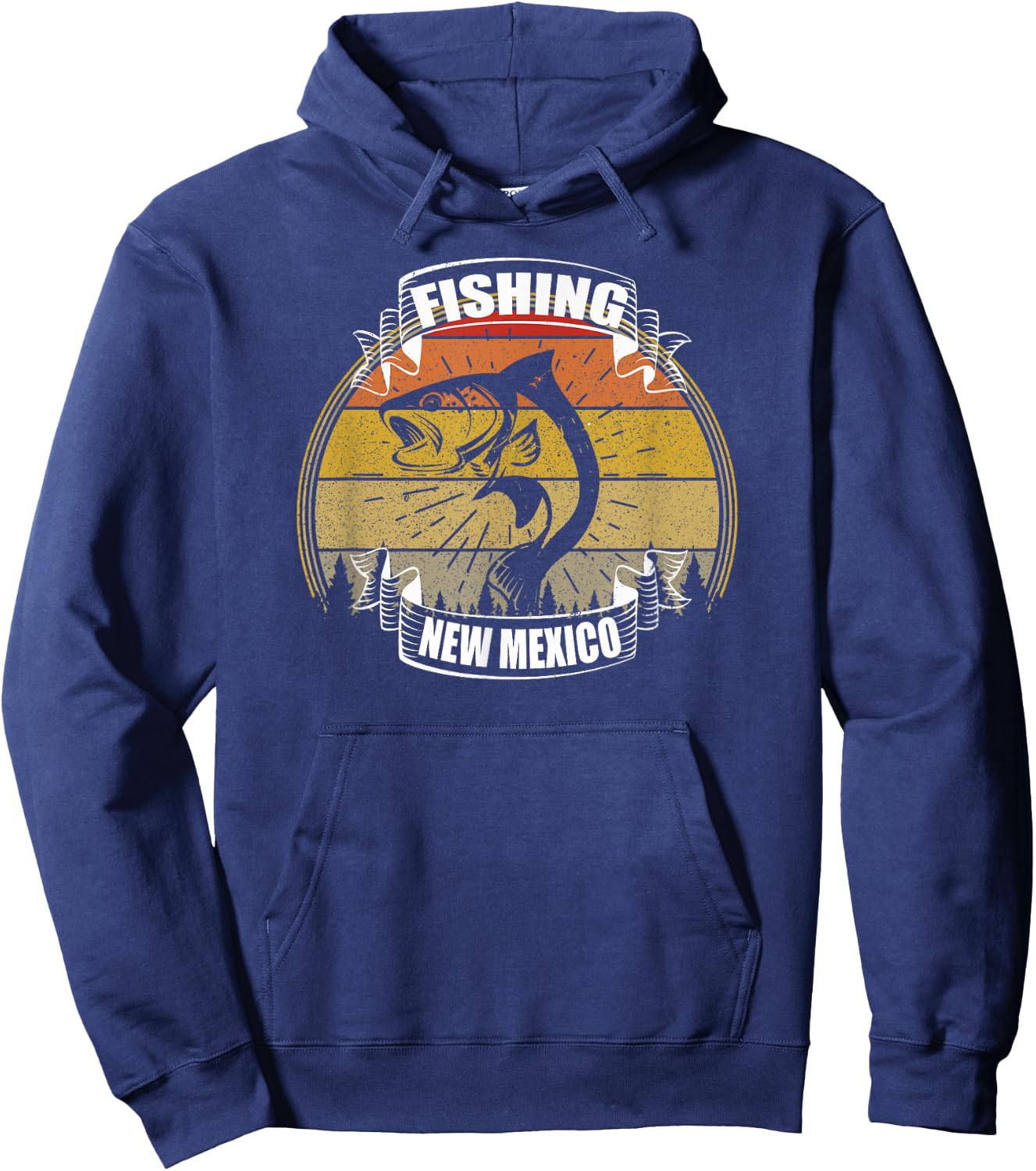 State of New Mexico Fisherman Sunset Fish New Mexico Fishing Hoodie - Hoodie | Navy