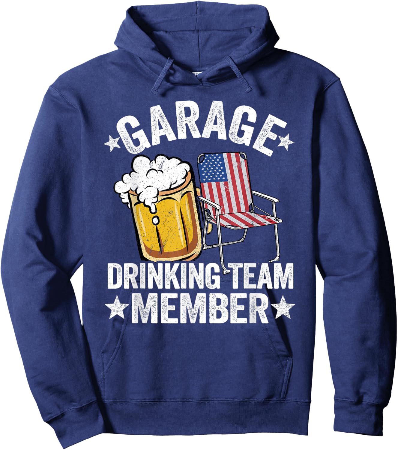 4th Of July Beer American Flag Garage Drinking Team Member Hoodie - Hoodie | Navy