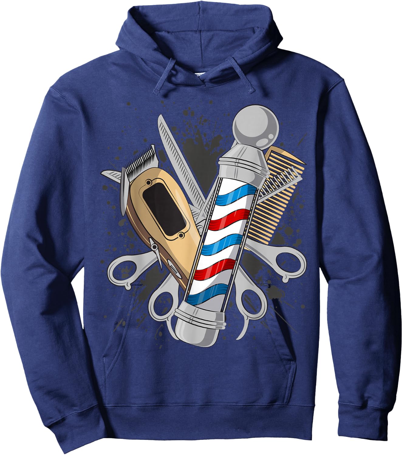 Barbers Pole Scissor Hair Clippers Comb Hoodie - Hoodie | Navy