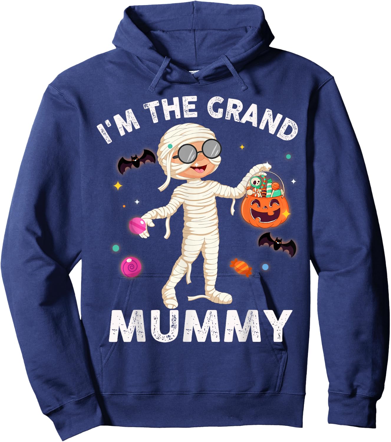 I'm The Grand Mummy Funny Grandma Halloween Hoodie - Hoodie | Navy