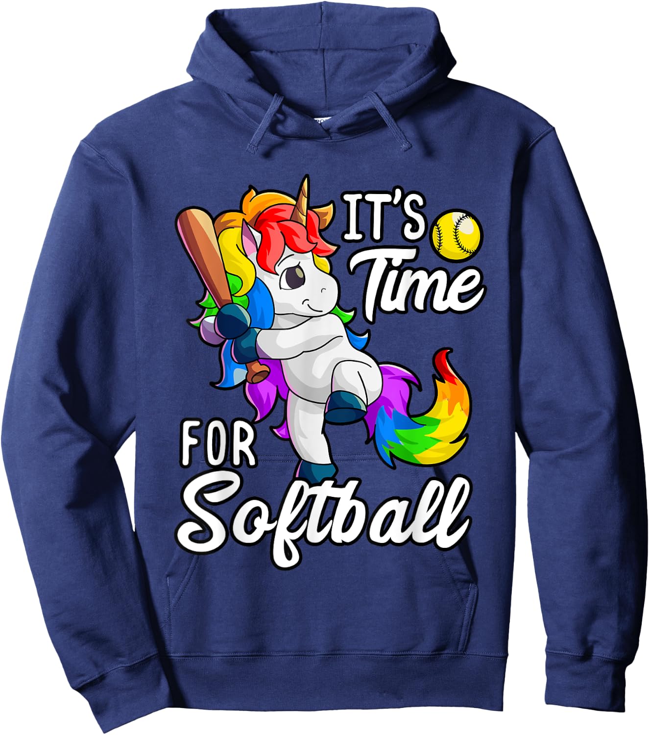 Unicorn Softball Shirt Girls Women Softball Player Hoodie - Hoodie | Navy