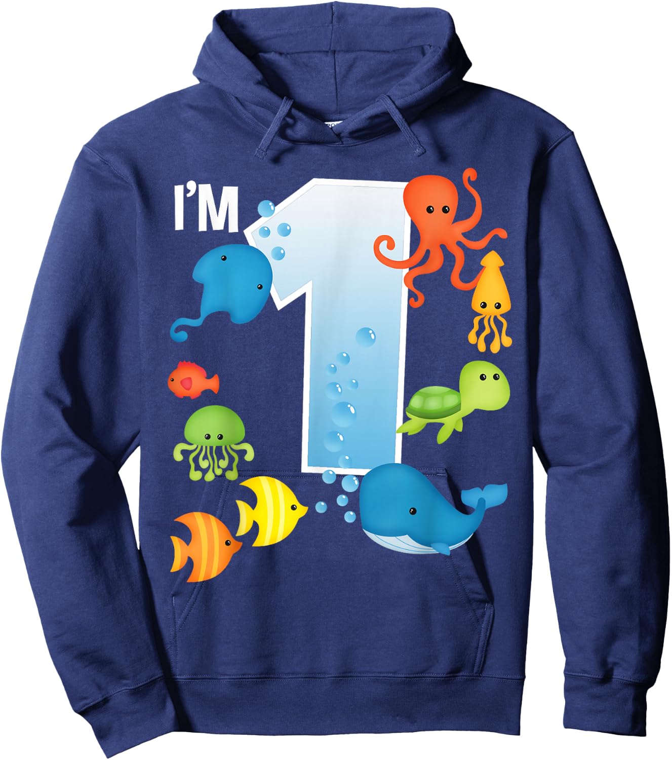 Ocean See Underwater 1 Year Old Under The Sea Birthday Party Hoodie - Hoodie | Navy