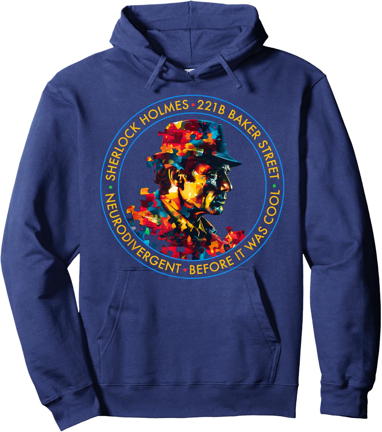 Neurodivergent Sherlock Holmes Design Hoodie - Hoodie | Navy