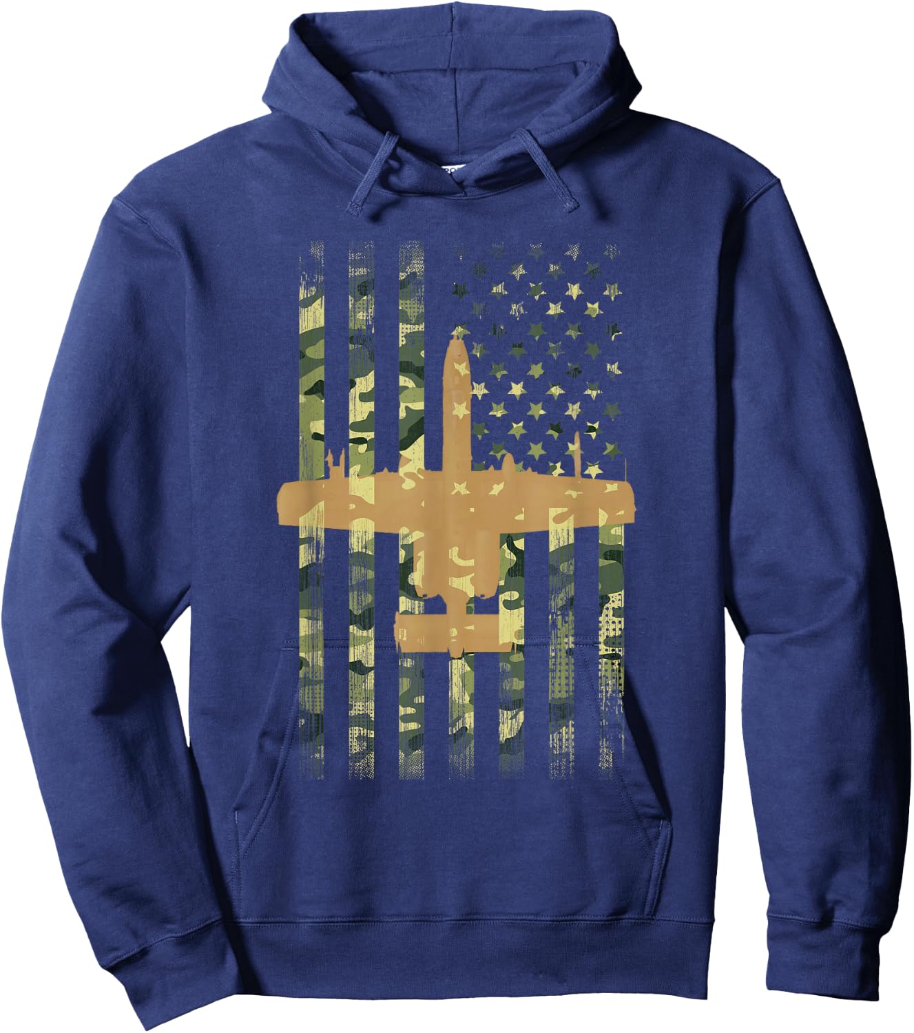 A-10 Thunderbolt II Warthog Camo Flag Military Airplane Hoodie - Hoodie | Navy