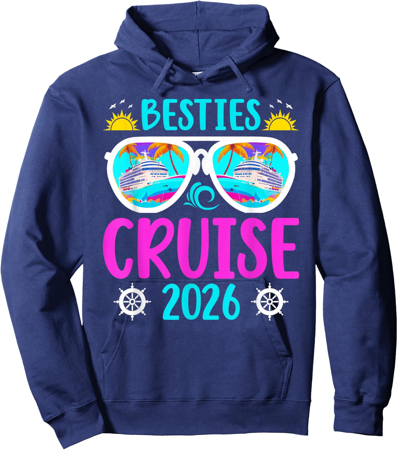 Besties Cruise Trip 2026 Vacation Best Friend Cruising Hoodie - Hoodie | Navy
