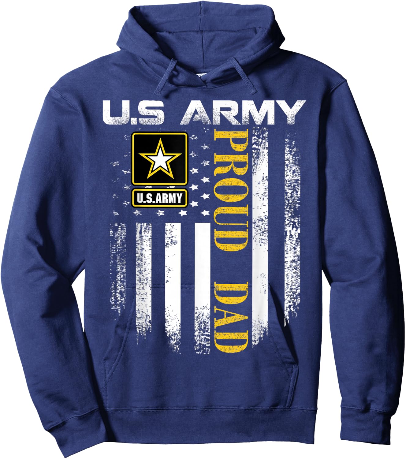 Vintage U.S. Army Proud Dad with American Flag Gift Hoodie - Hoodie | Navy