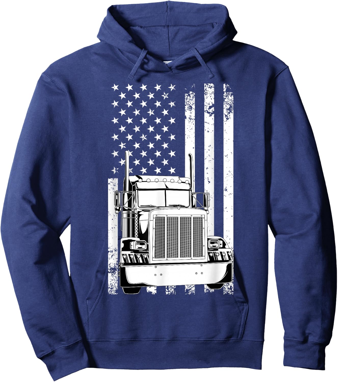 Truck Driver American Flag Trucker Vintage Men Women Gift Hoodie - Hoodie | Navy